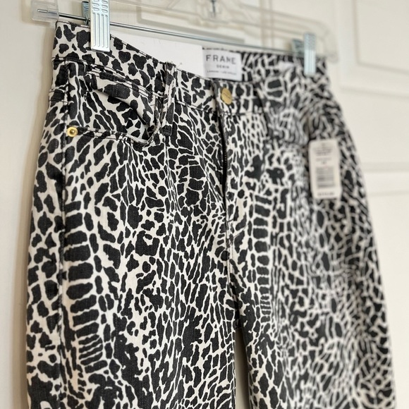 🥤 Frame Le High Skinny High Rise Skinny Noir Multi Animal Print Jean 24 NWT - Picture 6 of 15